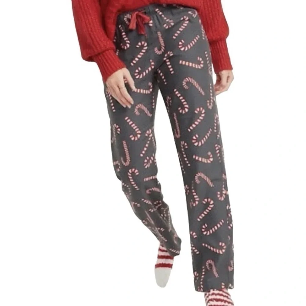 NEW!!! Cotton Flannel Candy Cane Pajama PJ Pants Size Medium Old Navy - Picture 2 of 9
